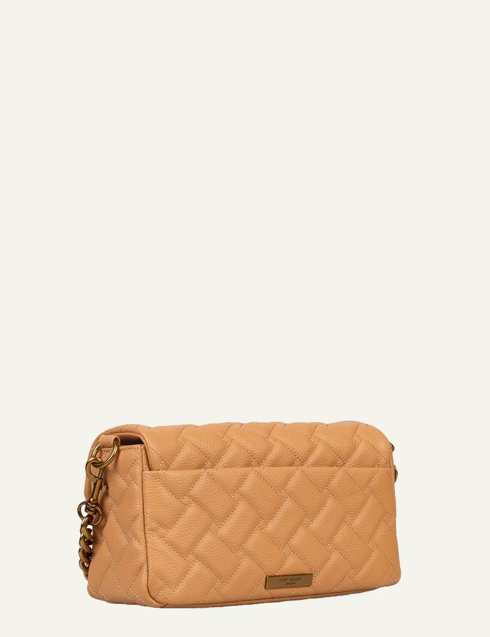 Kurt Geiger crossbody bag beige quilted leather chain eagle detail back