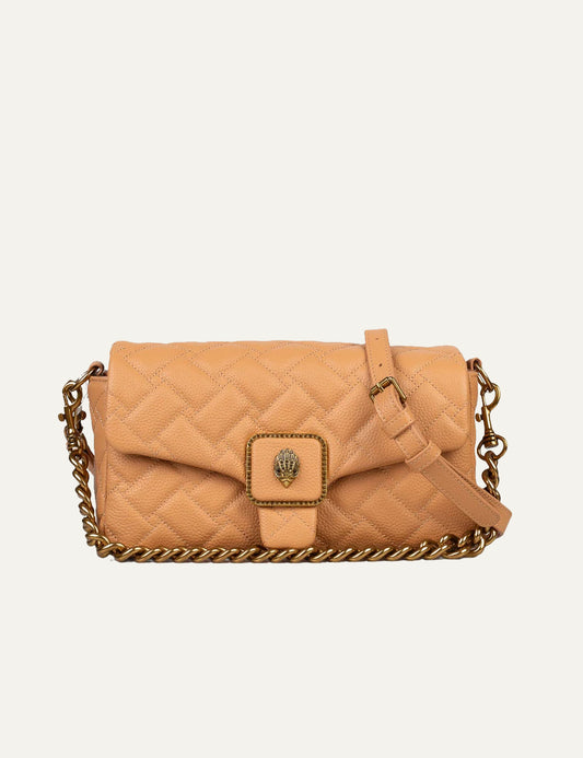 Kurt Geiger crossbody bag beige quilted leather chain eagle detail front