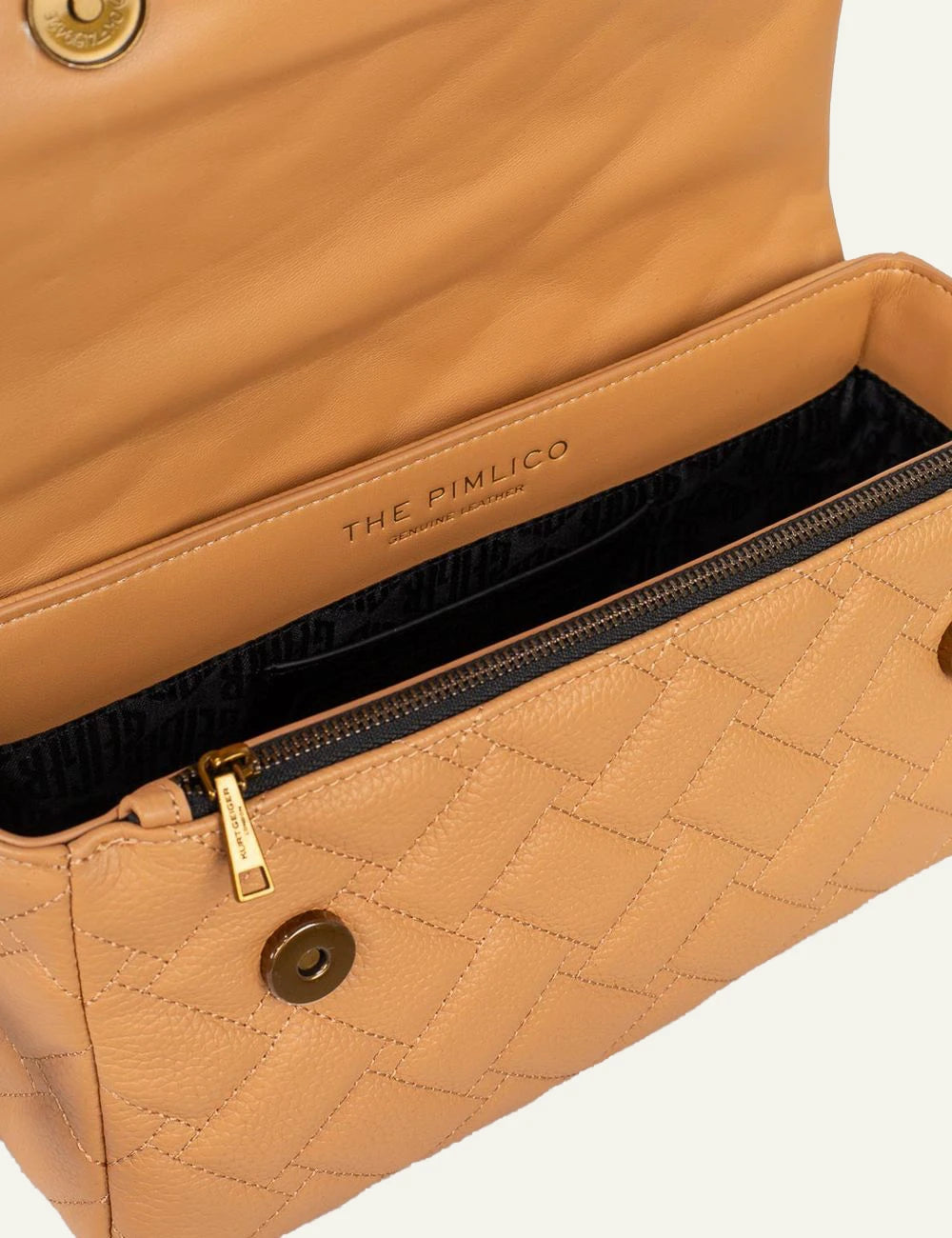 Kurt Geiger crossbody bag beige quilted leather chain eagle detail top