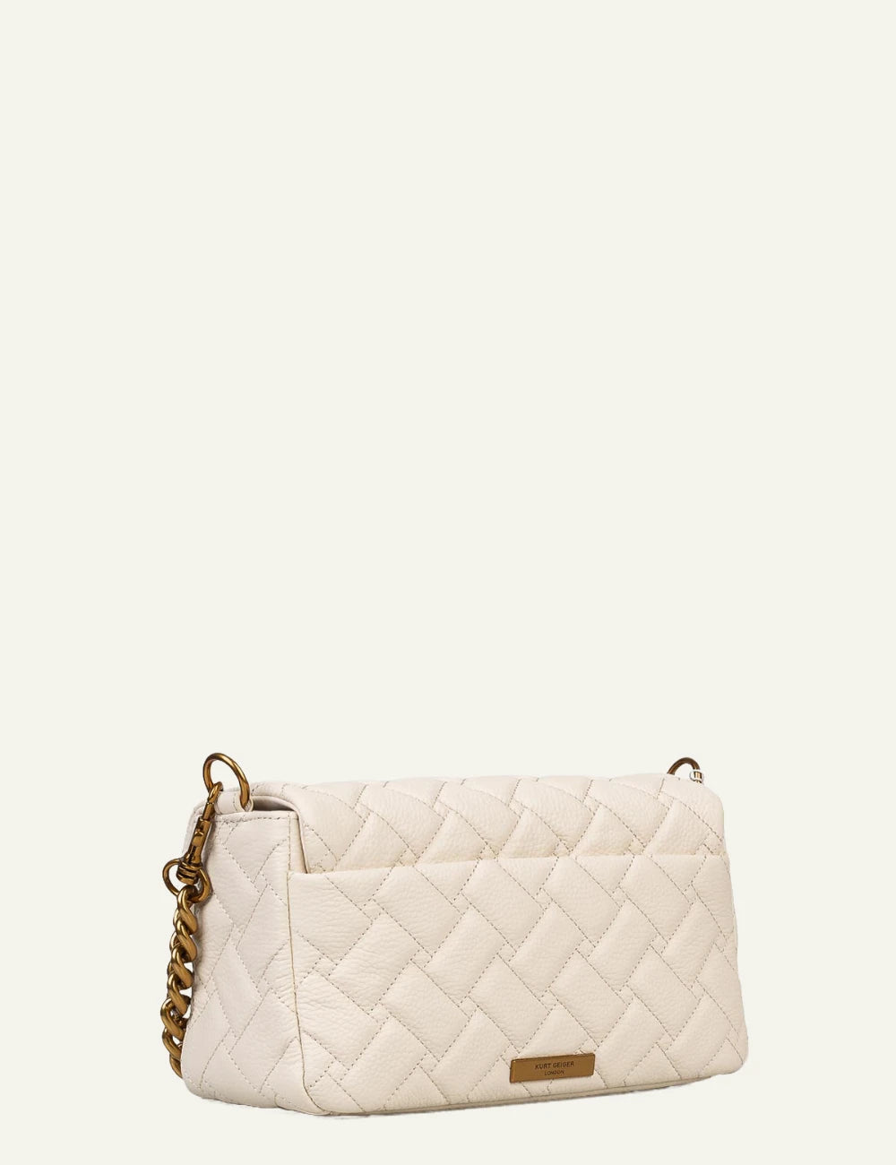 Kurt Geiger crossbody bag off white quilted leather chain eagle detail back