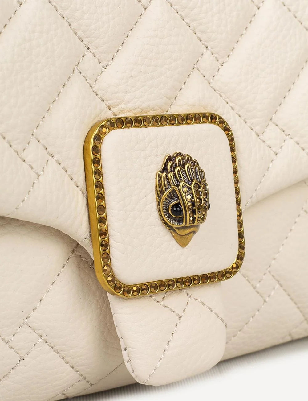 Kurt Geiger crossbody bag off white quilted leather chain eagle detail logo