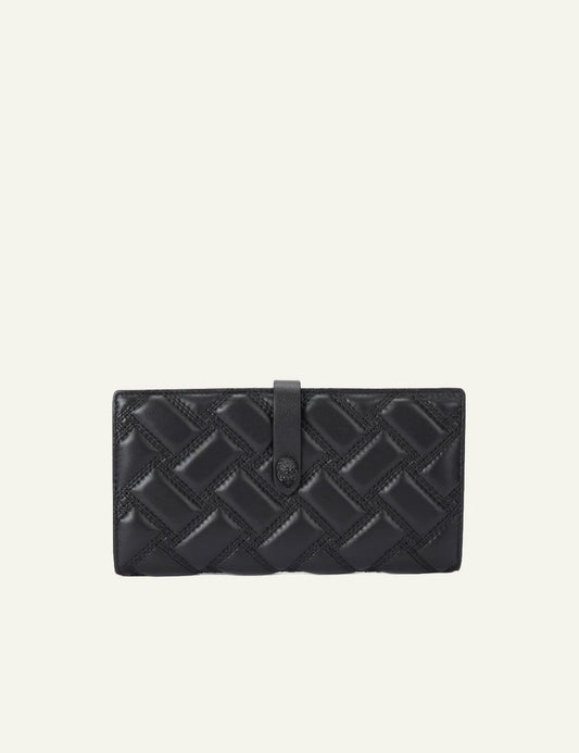 Kurt Geiger drench leather wallet black quilted eagle detail front