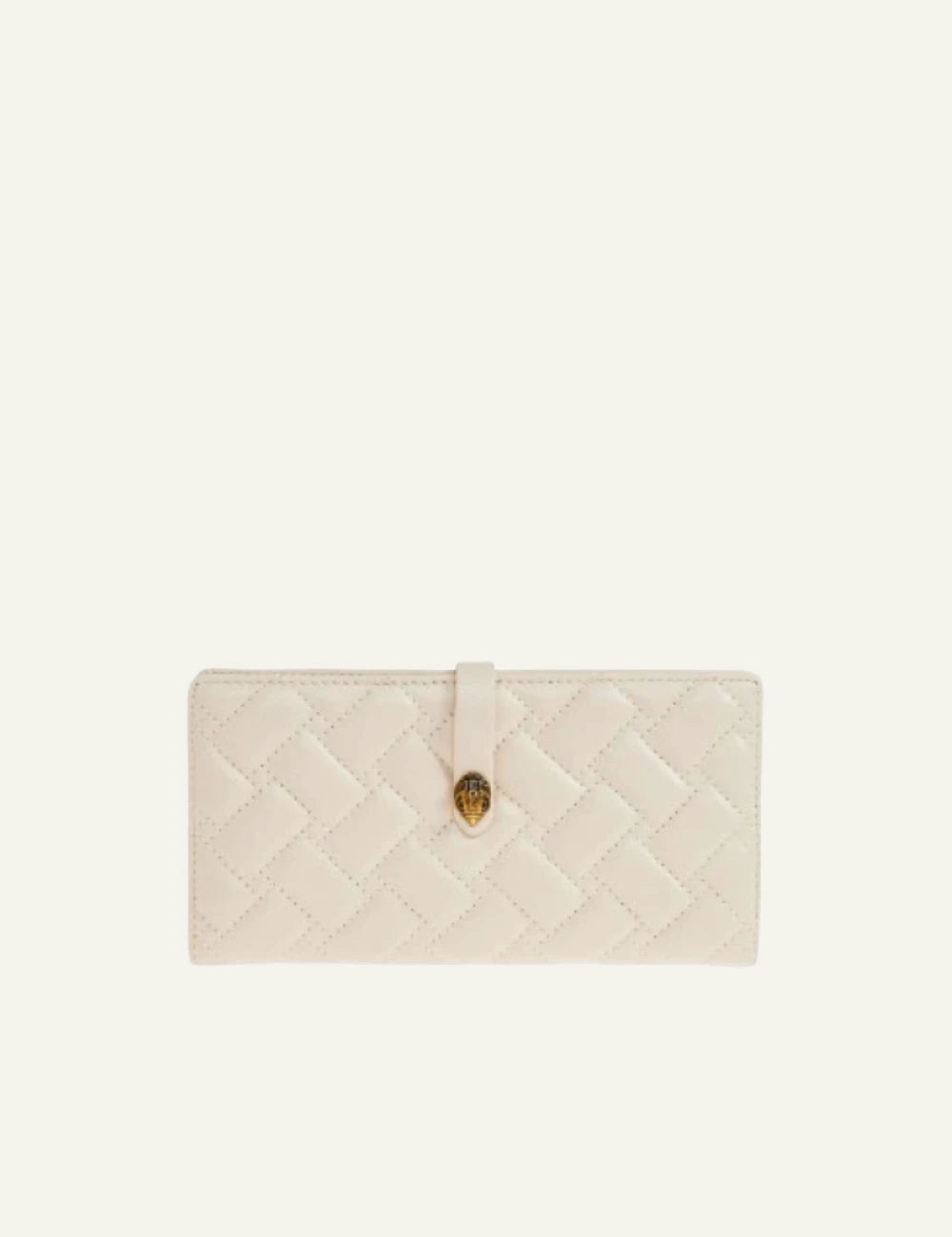 Kurt Geiger drench leather wallet off white quilted eagle gold detail front