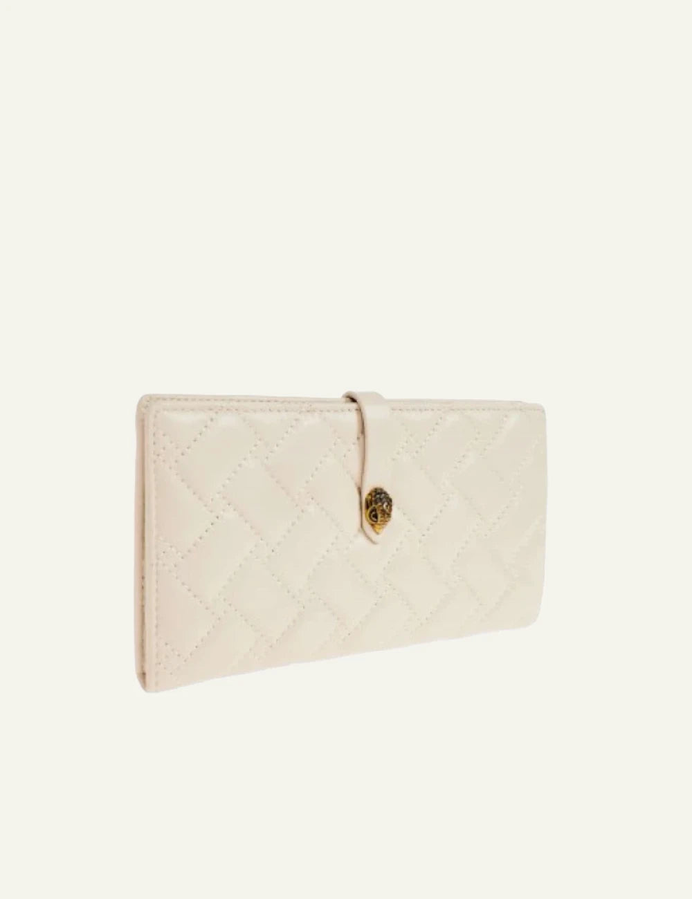 Kurt Geiger drench leather wallet off white quilted eagle gold detail side