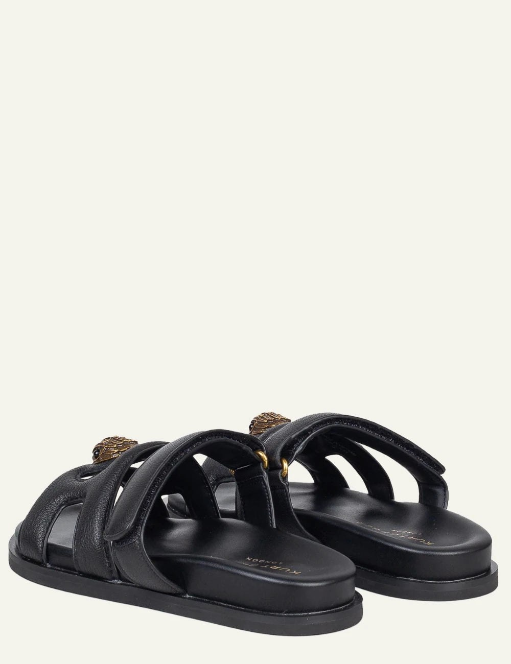 Kurt Geiger Eagle cut out sandal black leather double strap eagle head back view