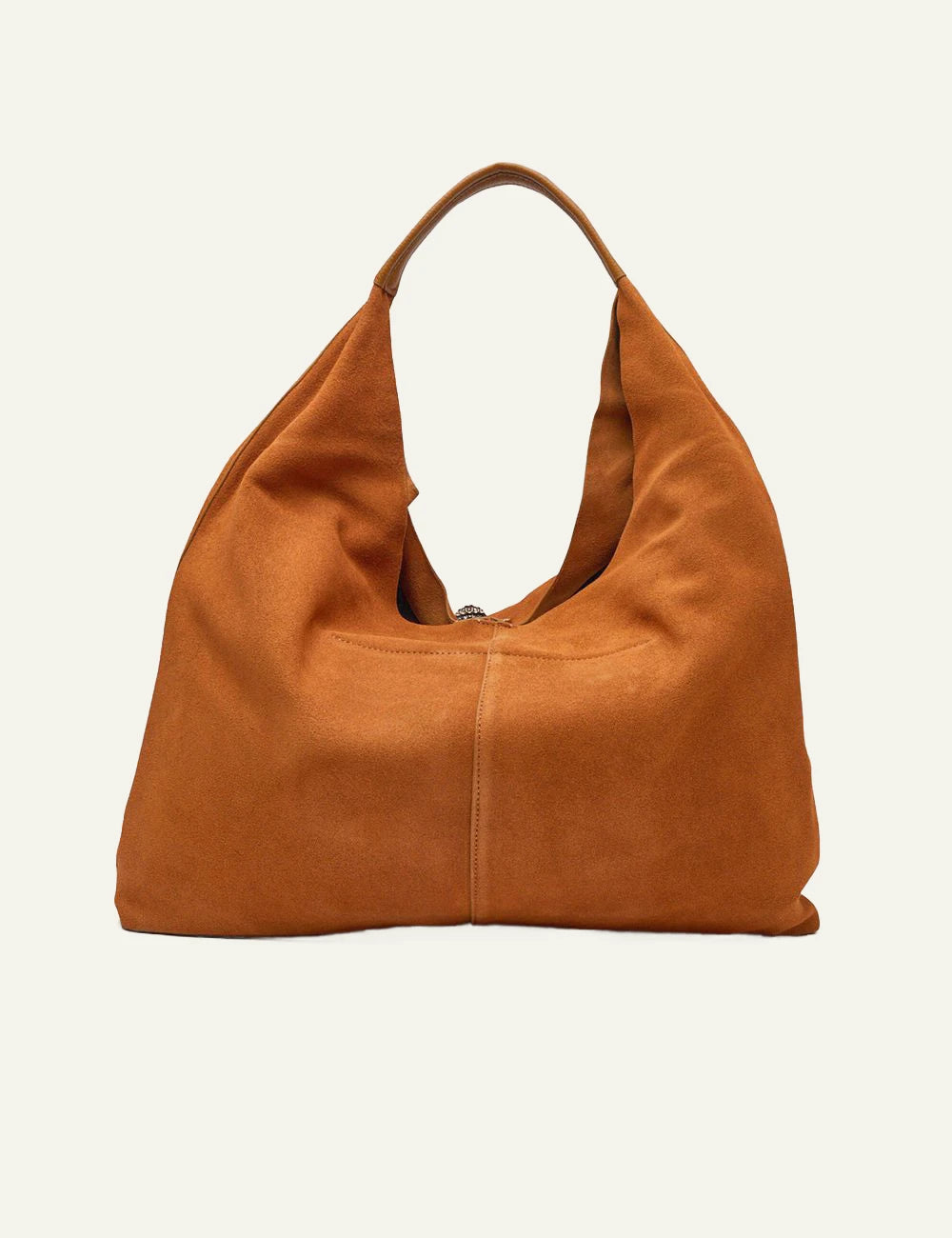 Camel suede Kurt Geiger hobo shoulder bag with eagle head metal detail back