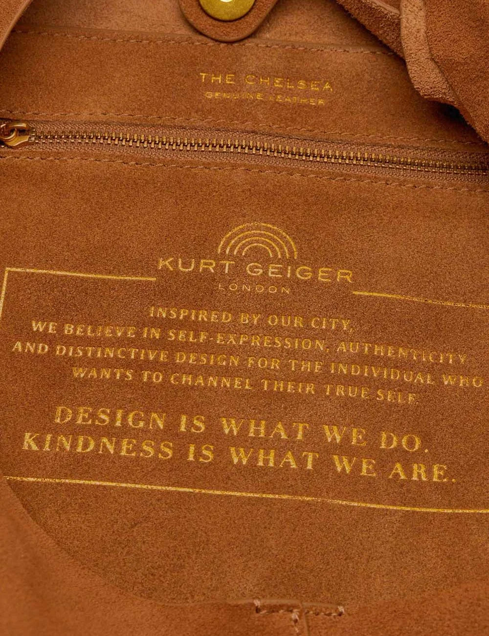 Camel suede Kurt Geiger hobo shoulder bag with eagle head metal detail logo