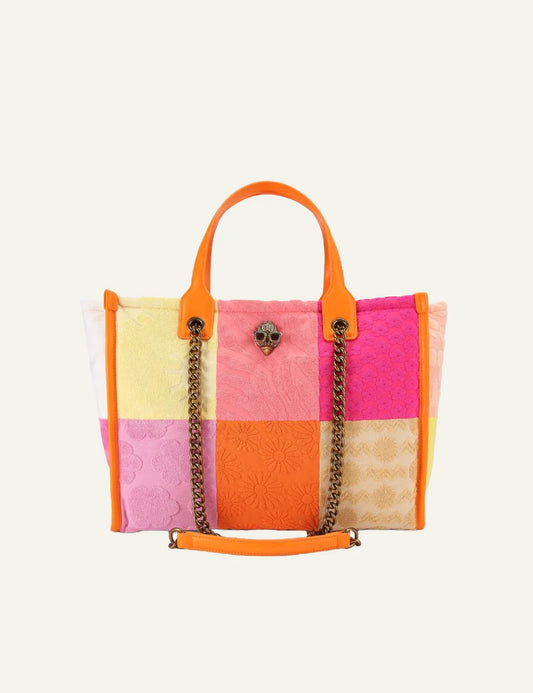 Kurt Geiger hoxton shopper tote multicolor patchwork terry eagle sunglasses front