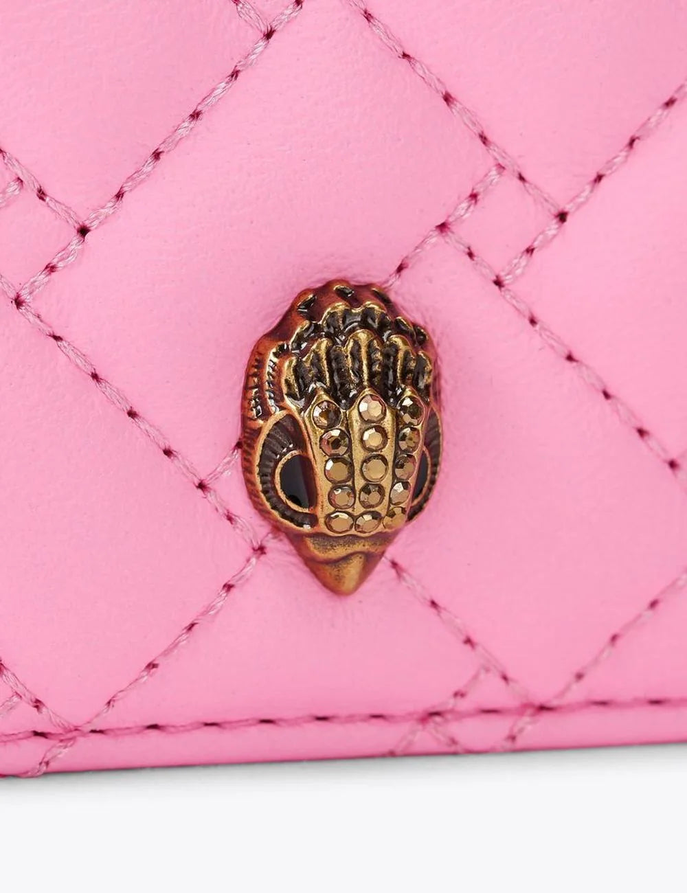 Kurt Geiger kensington card holder pink quilted leather eagle detail logo