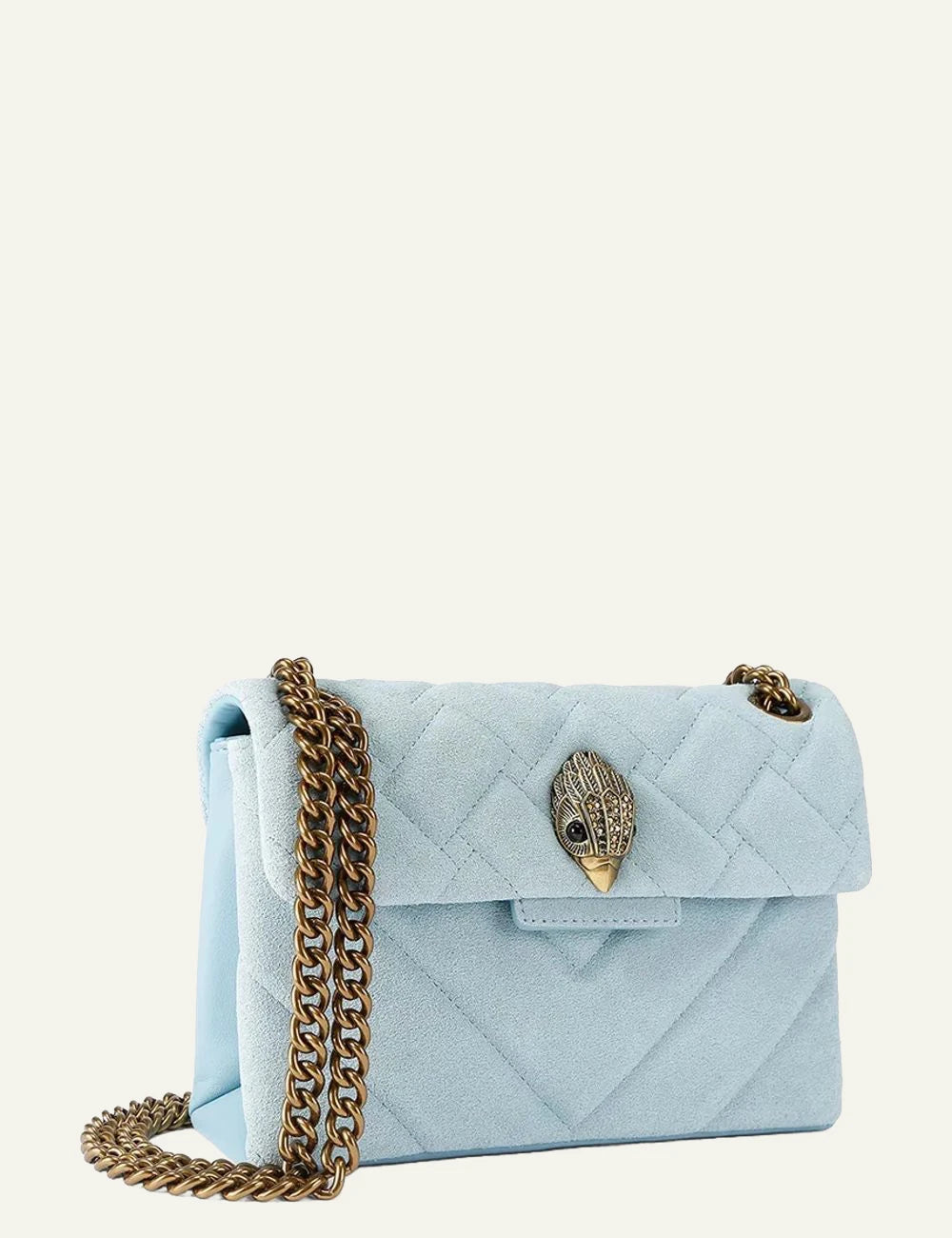 Kurt Geiger Kensington suede bag front corner chain detail