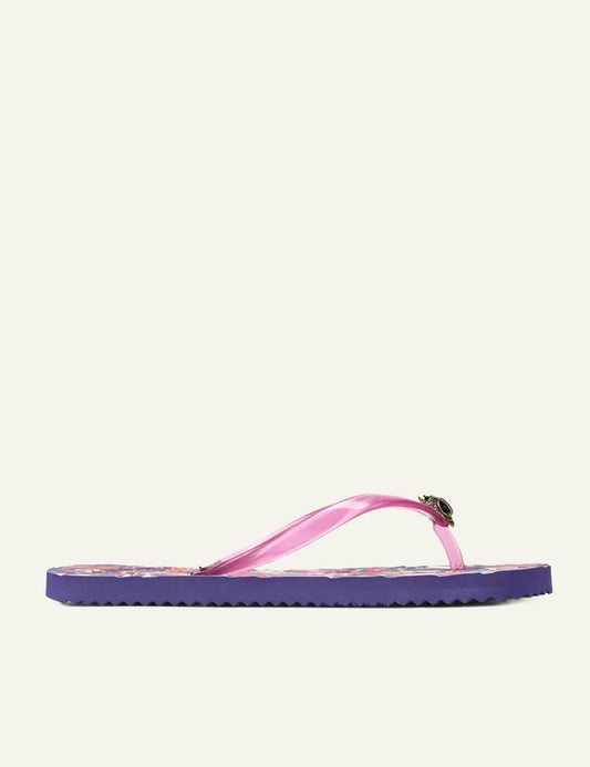 Kurt Geiger Kensington flip flop lilac purple sole pink strap eagle logo side view