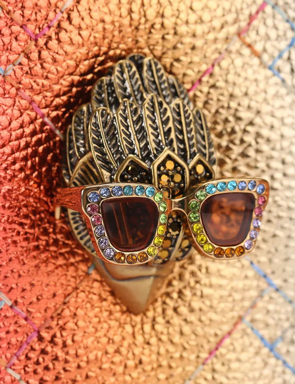 Kurt Geiger Kensington heart bag ombre rainbow leather eagle head crystal detail logo view