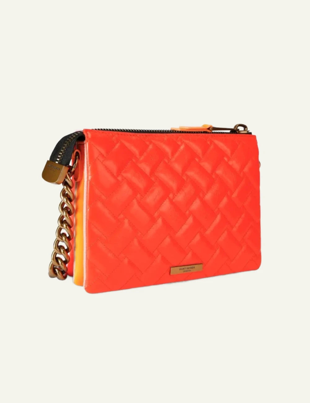 Kurt Geiger Kensington puff pouch pink leather quilted chain strap back view