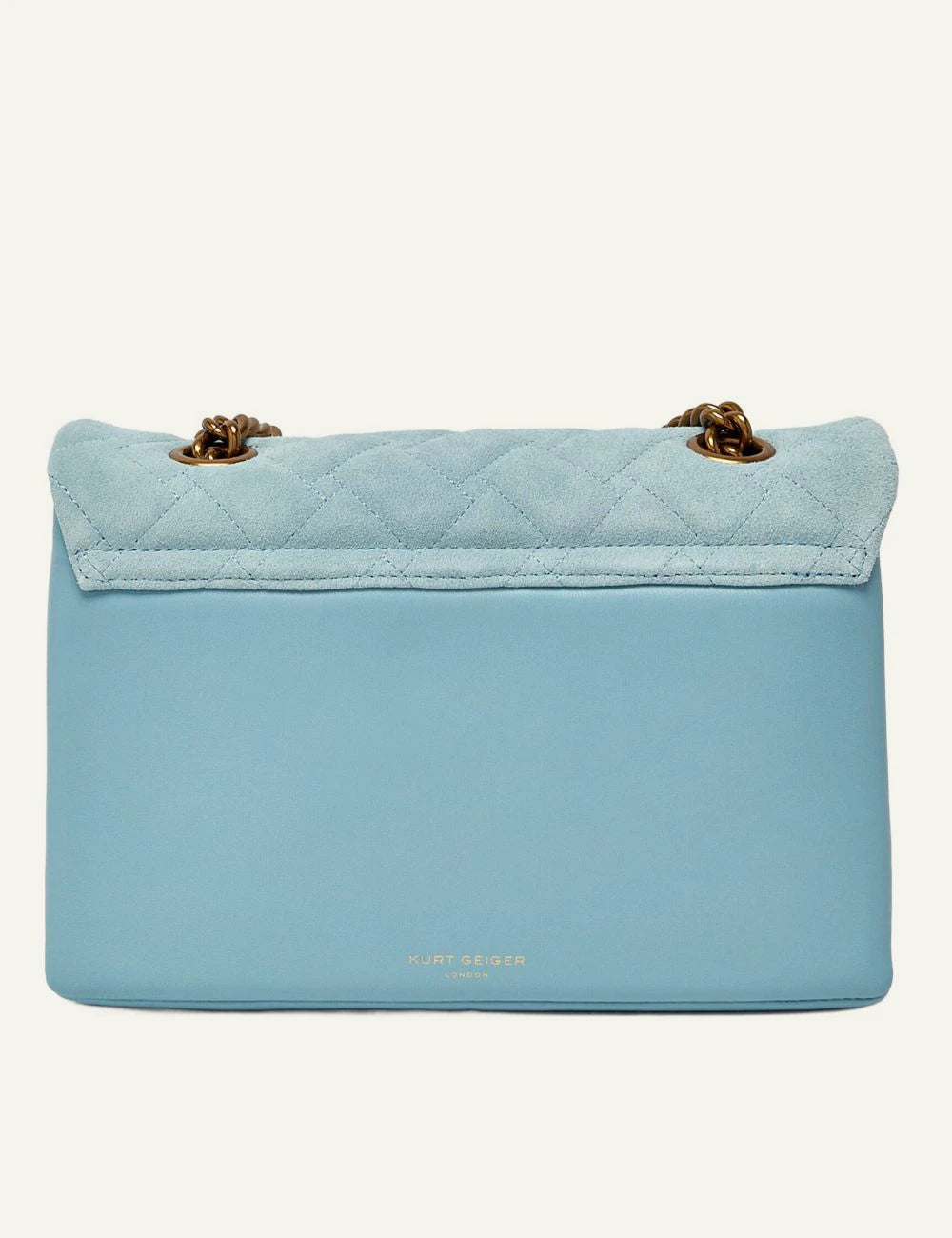 Kurt Geiger Leather Kensington Bag light blue suede quilted back view