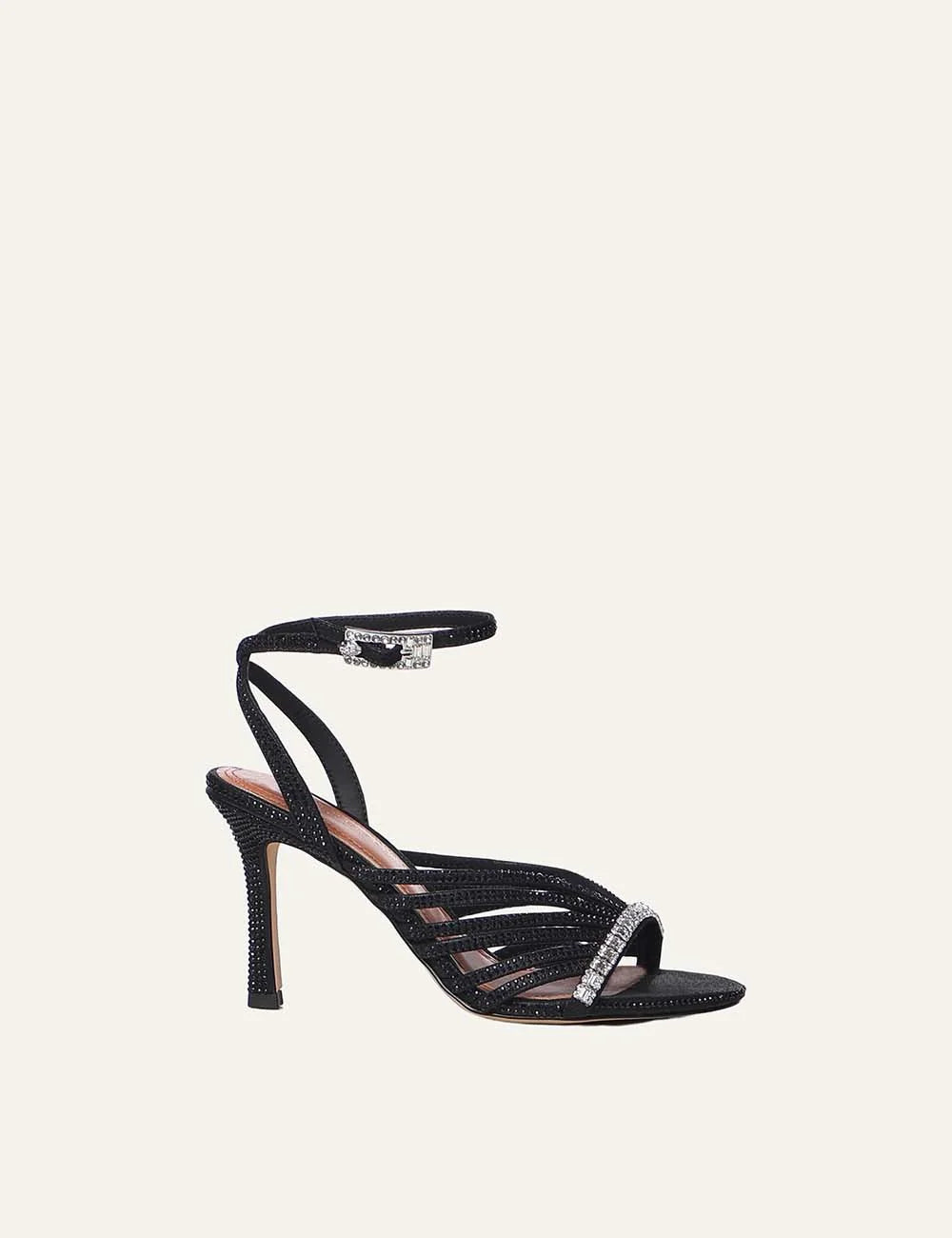 Kurt Geiger London women black crystal embellished strappy high heel sandals