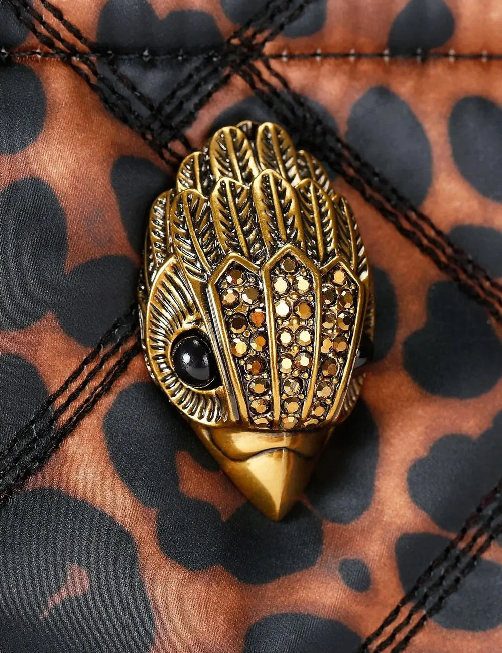 Kurt Geiger London women animal print quilted nylon shopper bag with eagle head and chain straps logo