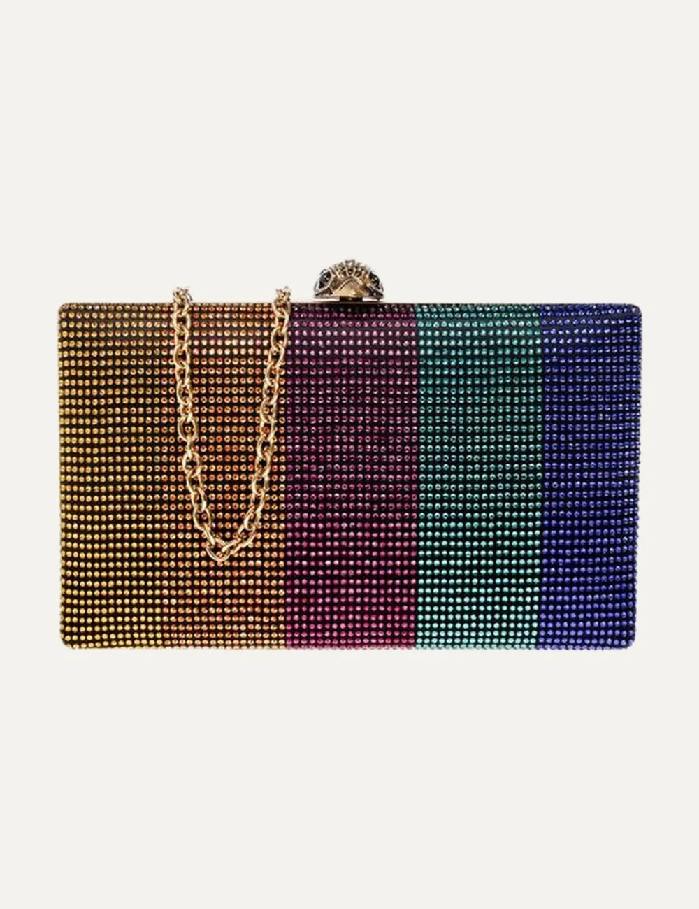 Kurt Geiger London women Crystal Kensington multicolor crystal clutch bag with gold chain
