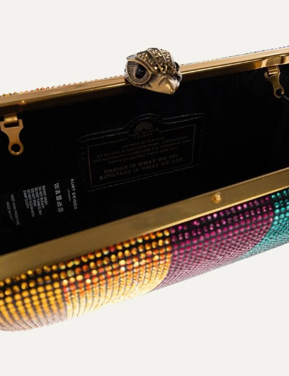 Kurt Geiger London women Crystal Kensington multicolor crystal clutch bag with gold chain top