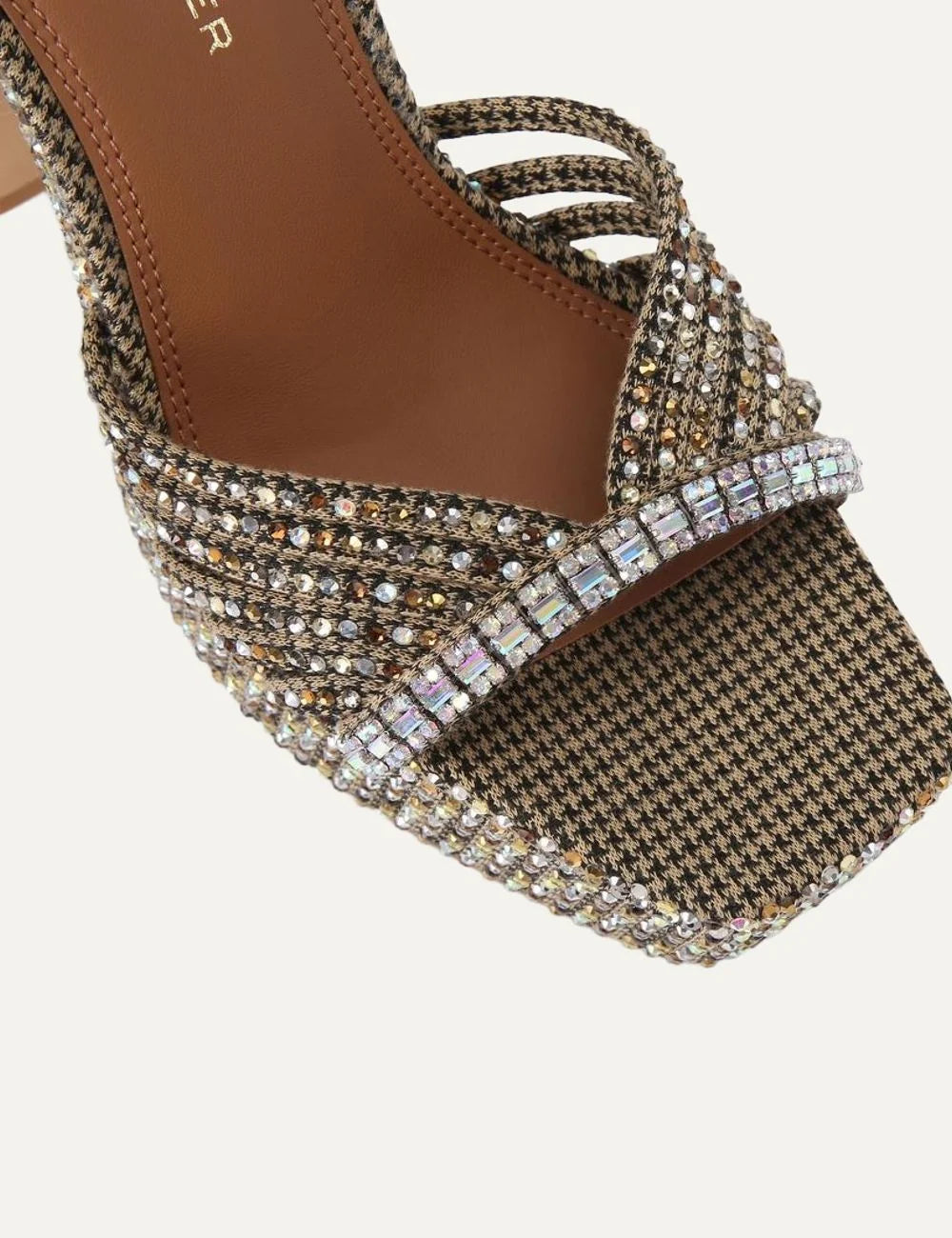 Kurt Geiger London women Crystal Strap Platform beige and gold embellished high heel sandals top