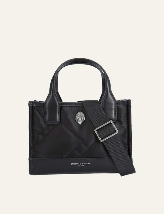 Kurt Geiger London women Extra Small Recycled Square Shopper black quilted bag with shoulder strap