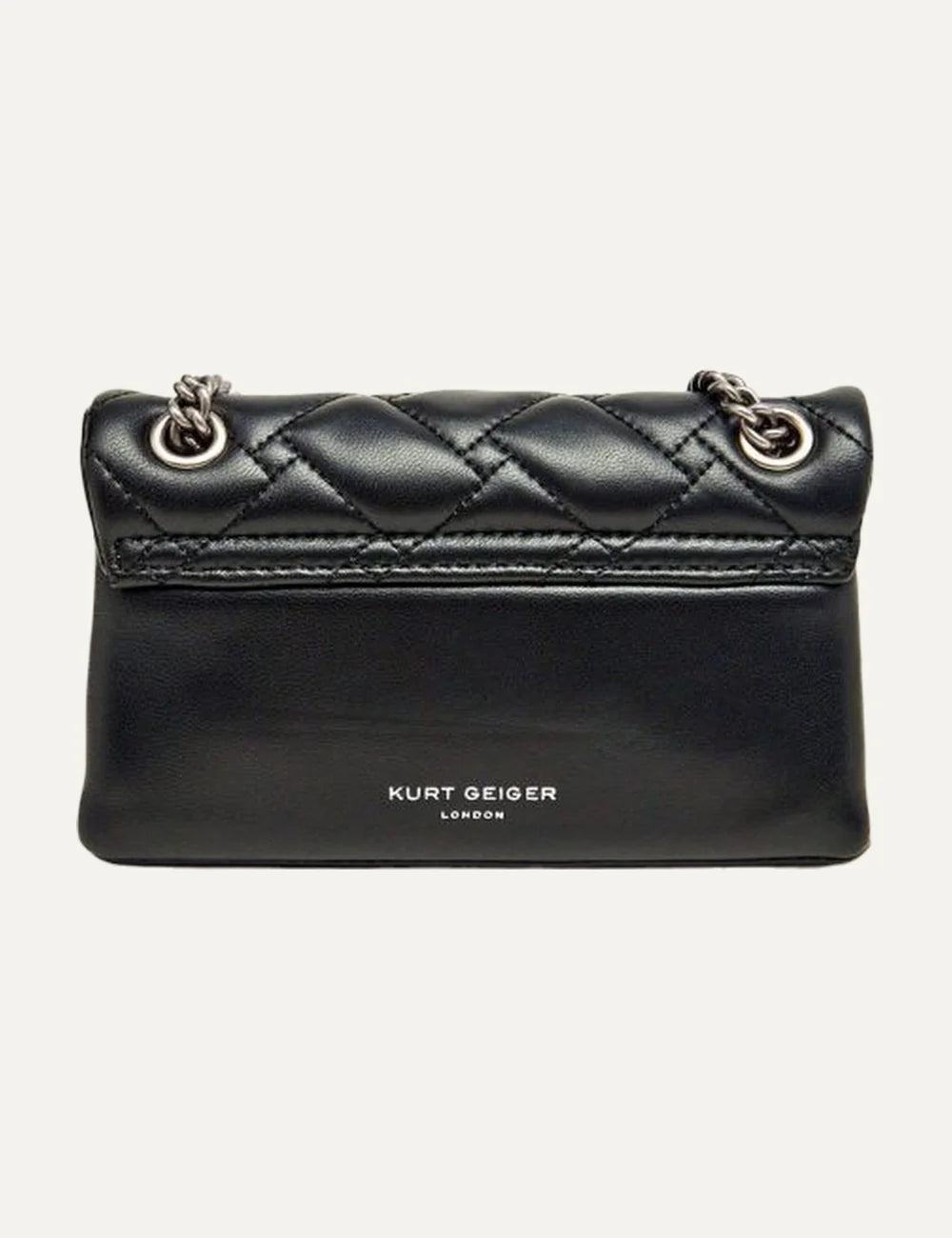 Kurt Geiger London women Kensington 17 black leather crossbody bag with silver chain back