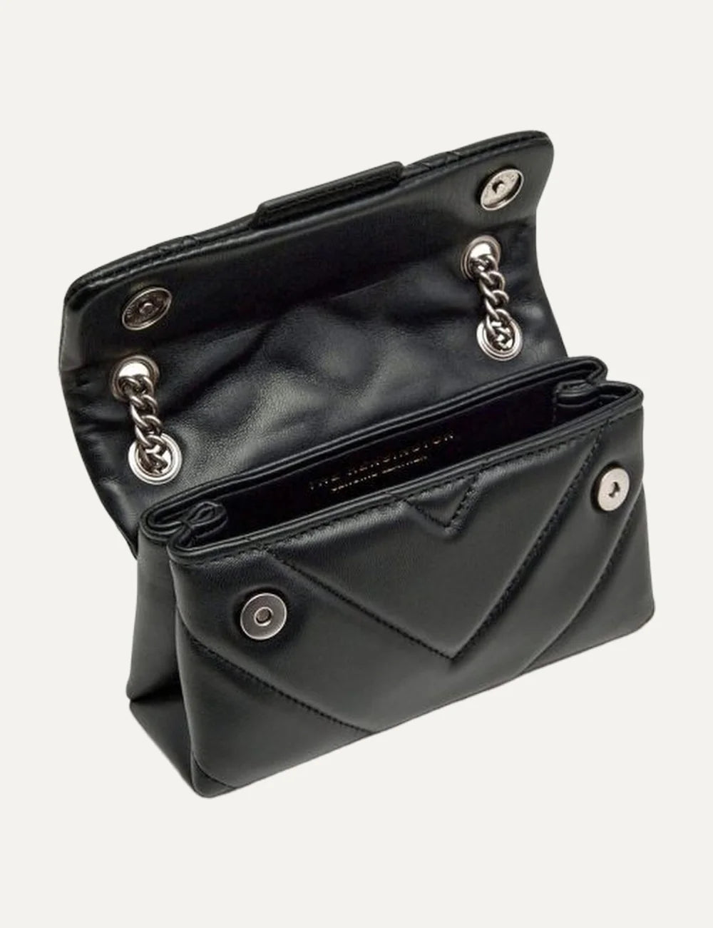 Kurt Geiger London women Kensington 17 black leather crossbody bag with silver chain top