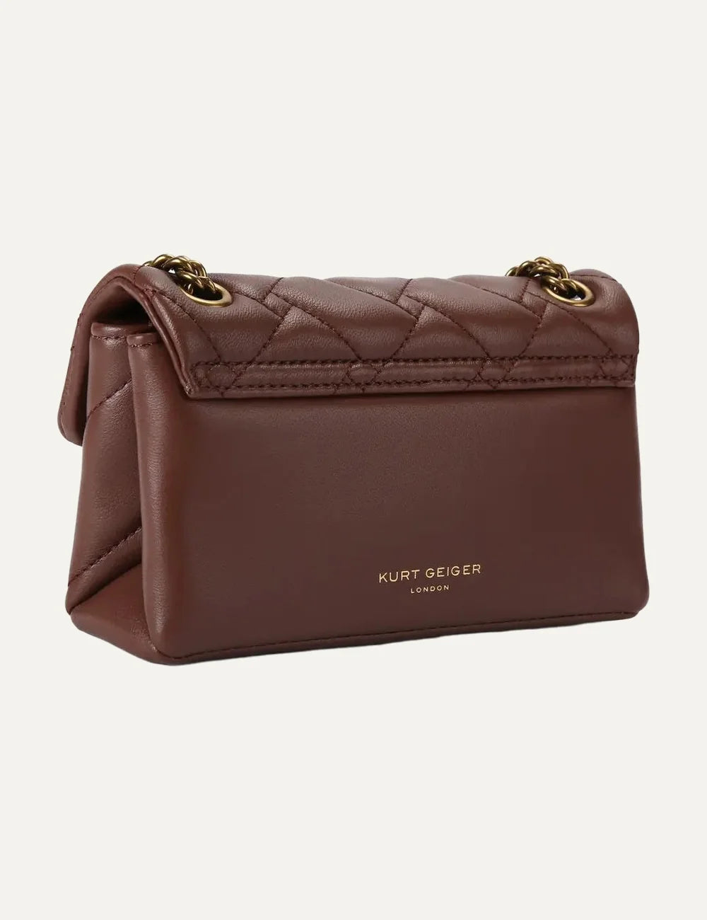 Kurt Geiger London women Kensington 17 brown leather crossbody bag with antiqued brass chain back