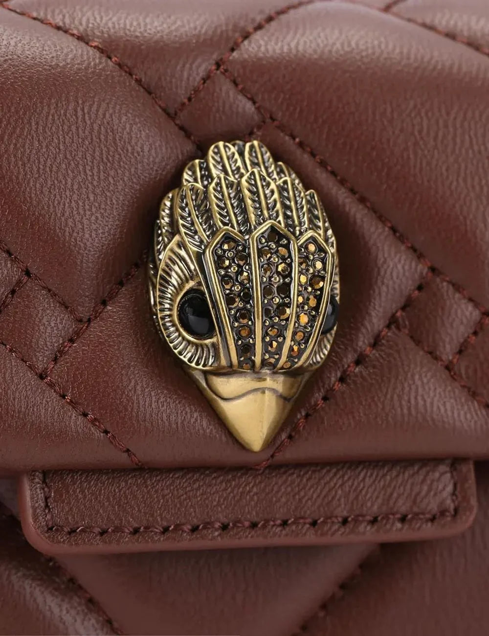Kurt Geiger London women Kensington 17 brown leather crossbody bag with antiqued brass chain detail logo