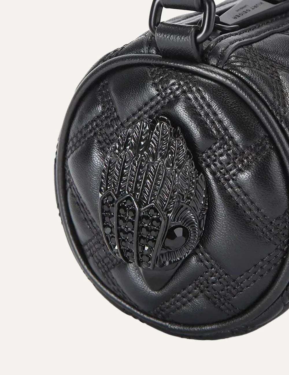 Kurt Geiger London women Kensington Small Barrel black quilted leather shoulder bag detail