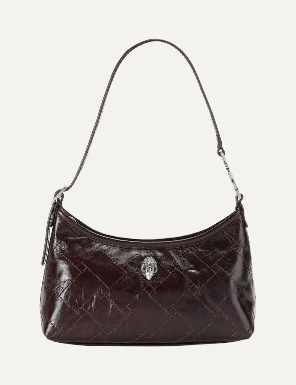Kurt Geiger London women Kurt dark brown crinkled leather shoulder bag with quilted design