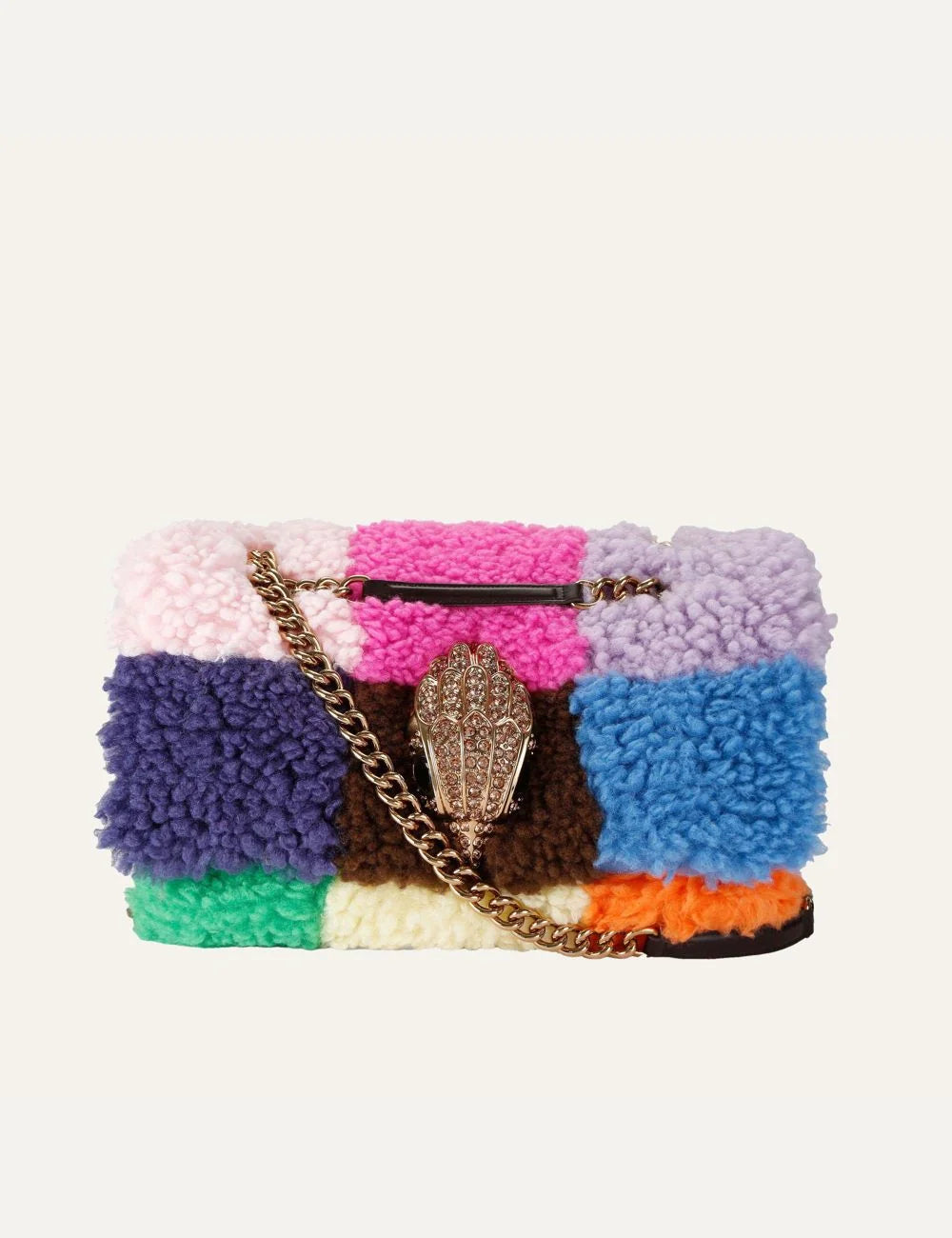 Kurt Geiger London women Macro Kensington multicolor faux fur shoulder bag with XL eagle head