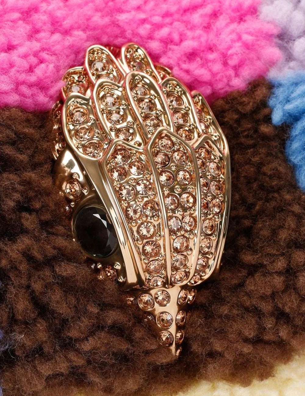Kurt Geiger London women Macro Kensington multicolor faux fur shoulder bag with XL eagle head detail