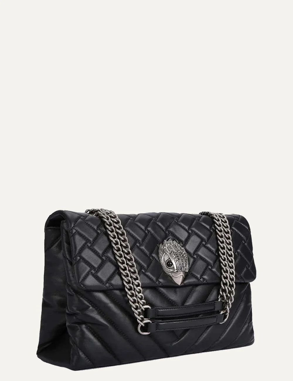 Kurt Geiger London women XXL Kensington black quilted leather shoulder bag with eagle head detail