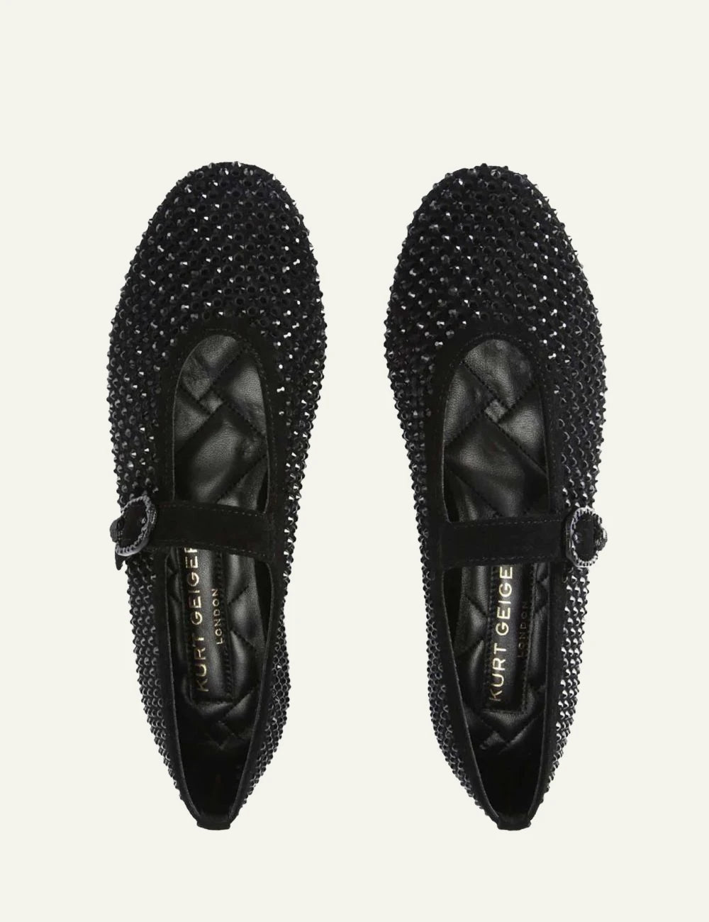 Black suede Kurt Geiger Mayfair Ballet Flat Mary Jane ball top