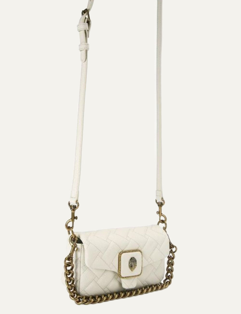 Kurt Geiger mini bag off white quilted leather chain eagle detail side