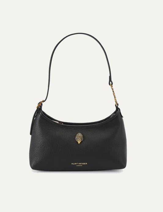kurt geiger mini shoulder bag black leather eagle detail front view