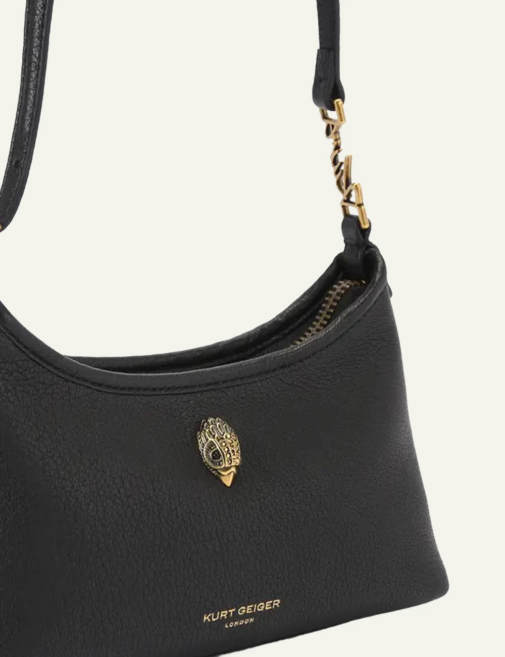 kurt geiger mini shoulder bag black leather eagle detail side view