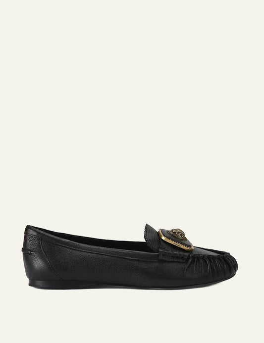 Kurt Geiger Pimlico Moccasin black leather loafers with eagle embellishment