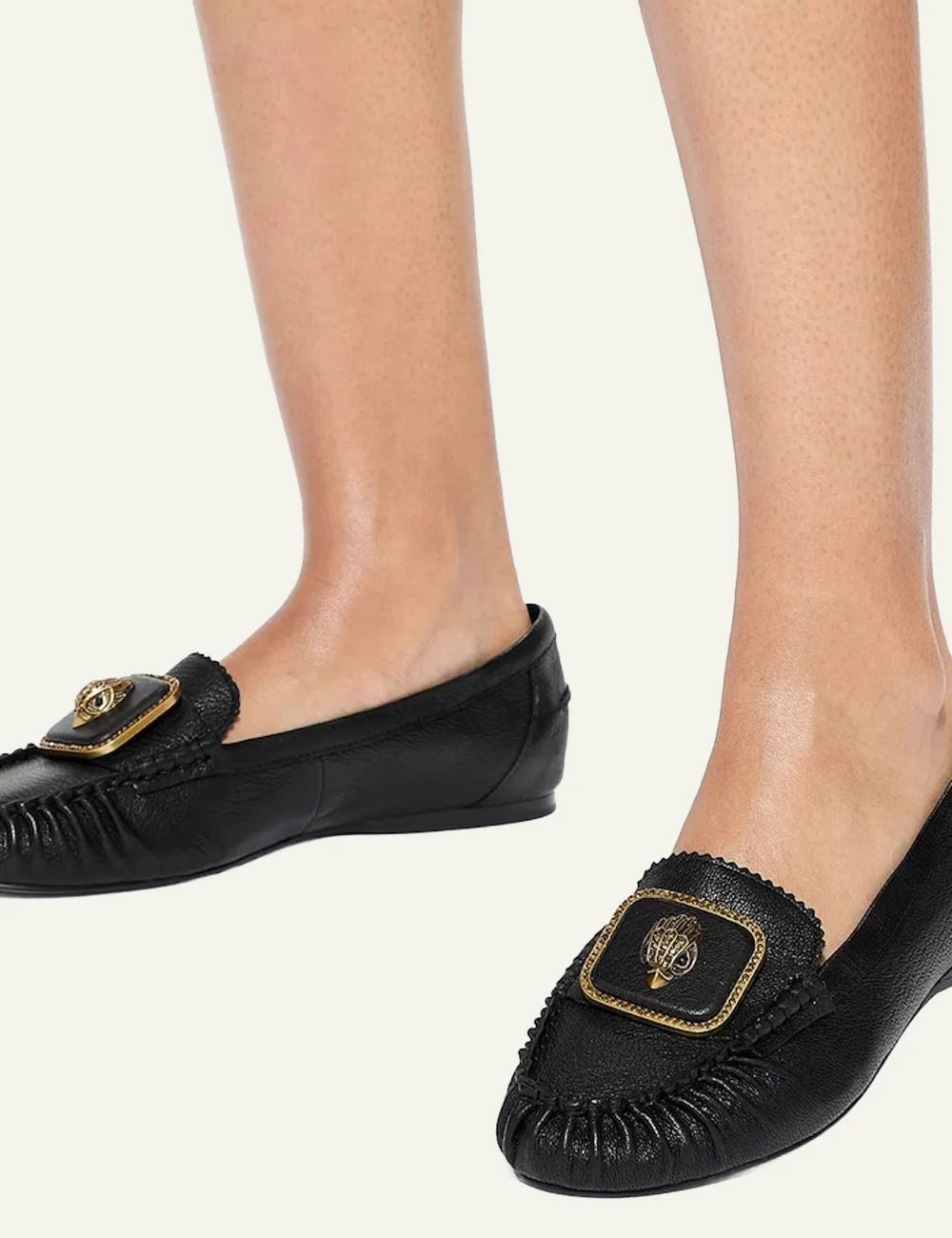 Kurt Geiger Pimlico Moccasin black leather loafers with eagle embellishment model
