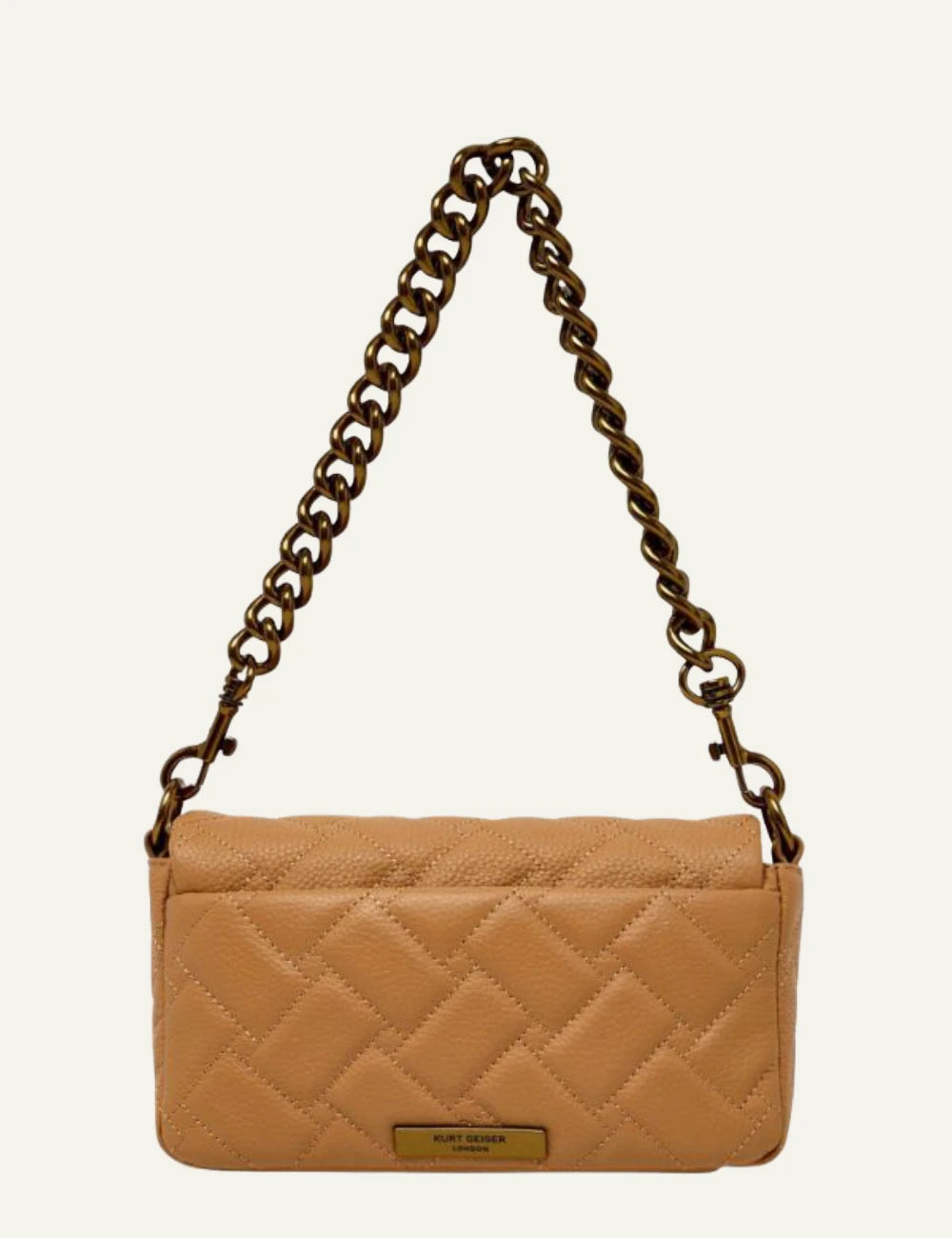 Kurt Geiger shoulder bag beige quilted leather chain strap eagle detail back