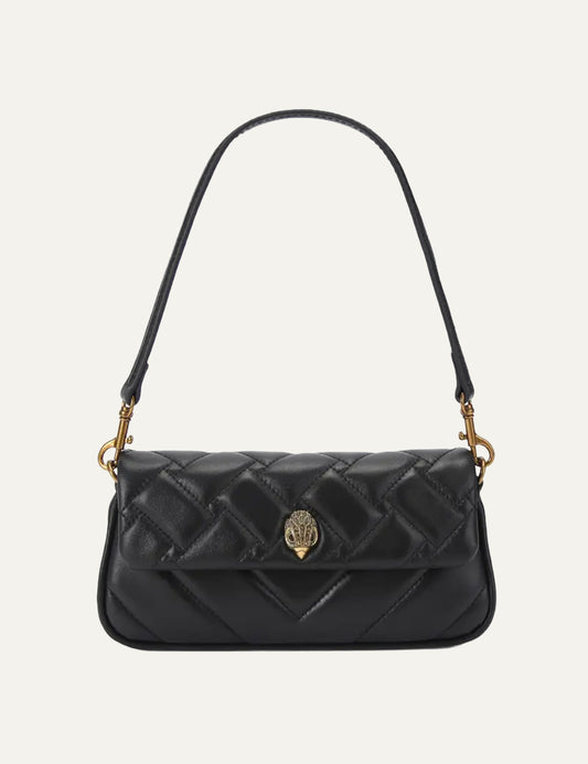 Kurt Geiger shoulder bag black quilted leather eagle detail front