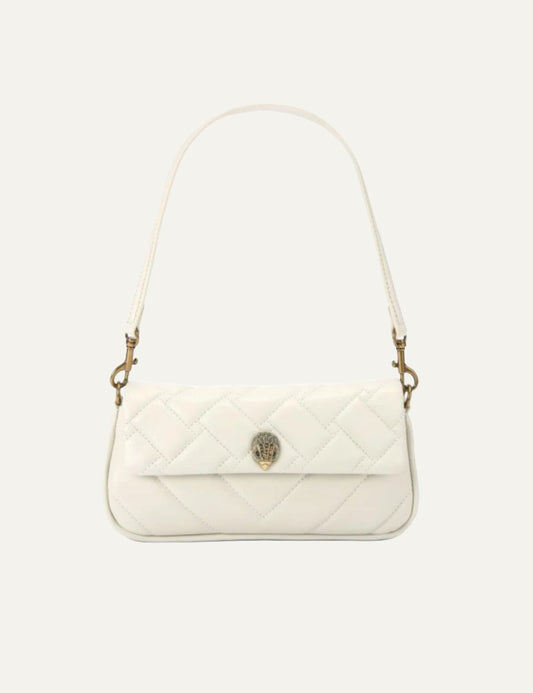 Kurt Geiger shoulder bag off white quilted leather eagle detail front