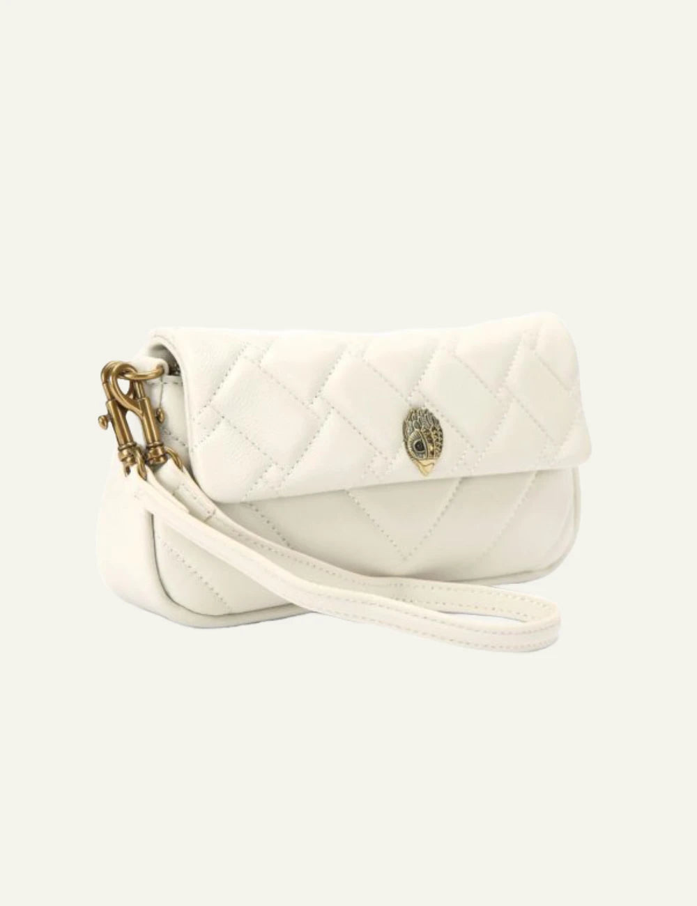 Kurt Geiger shoulder bag off white quilted leather eagle detail side