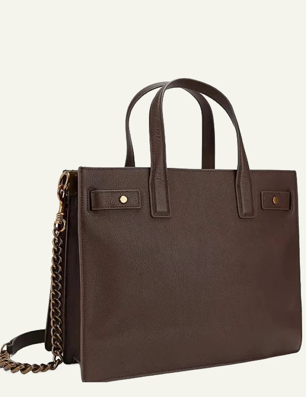 Brown leather Kurt Geiger Sloane Tote bag with detachable shoulder strap, eagle head detail and decorative scarf back