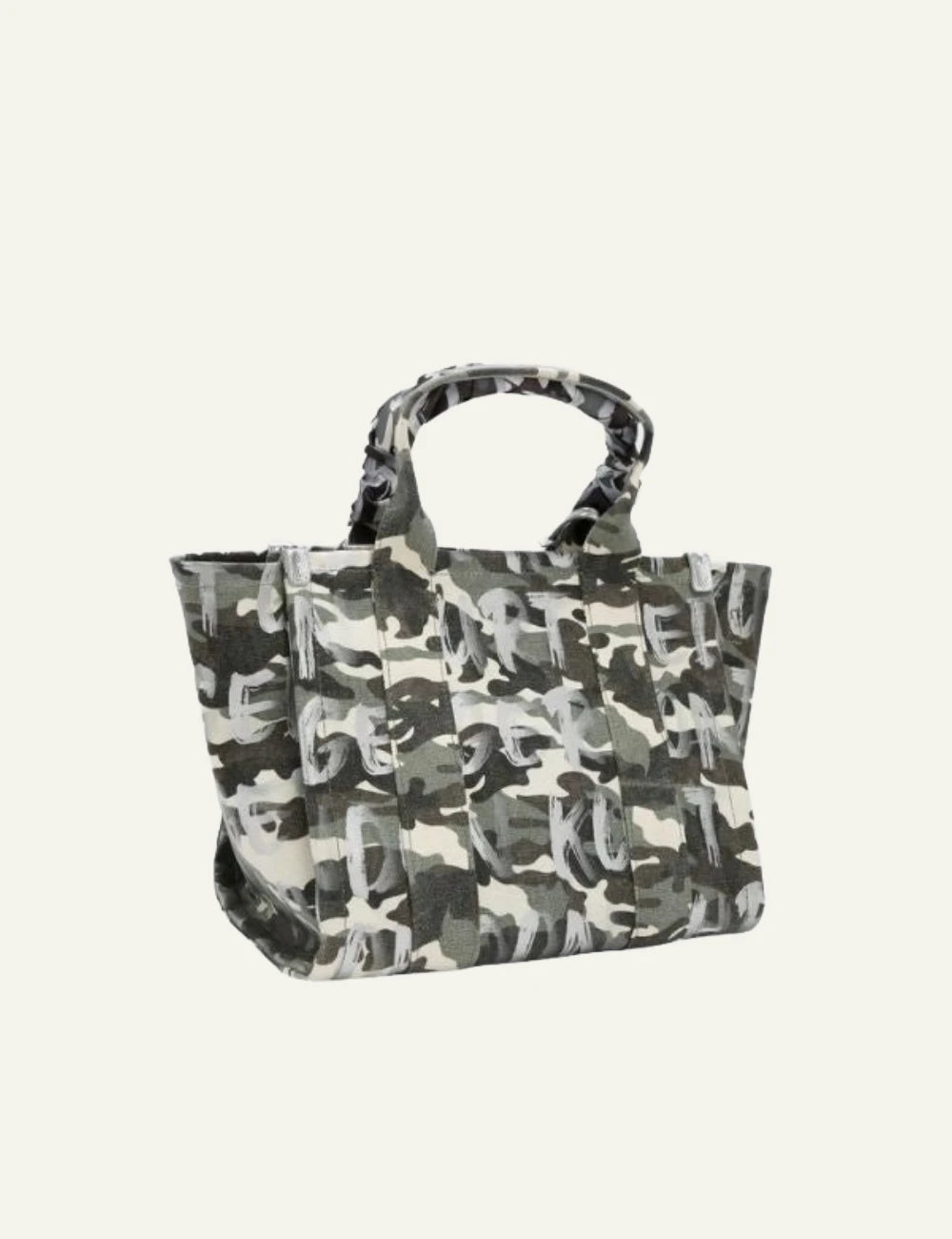 Kurt Geiger tote bag camo logo print canvas scarf handle detail back