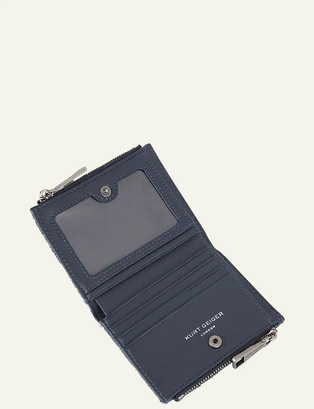 Kurt Geiger mini wallet interior open card slots zip compartment
