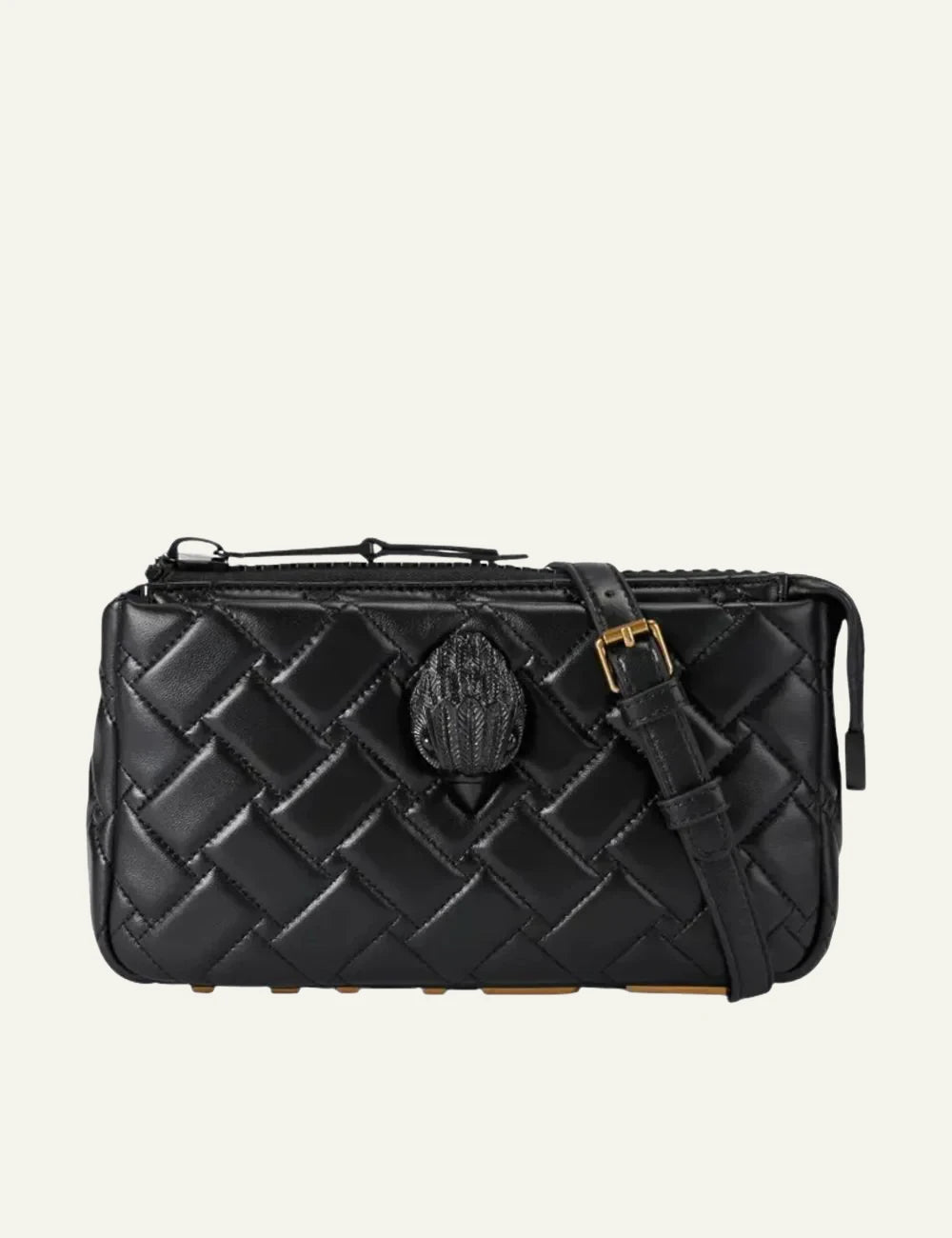 Women's Kurt Geiger black quilted leather shoulder bag front view