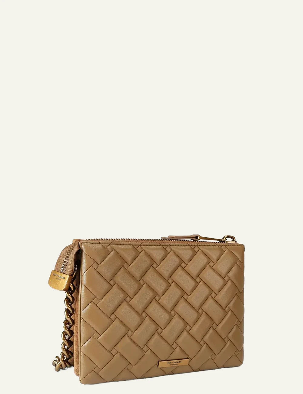 Women's Kurt Geiger Kensington Puff 3 Pouch camel suede leather shoulder bag back view