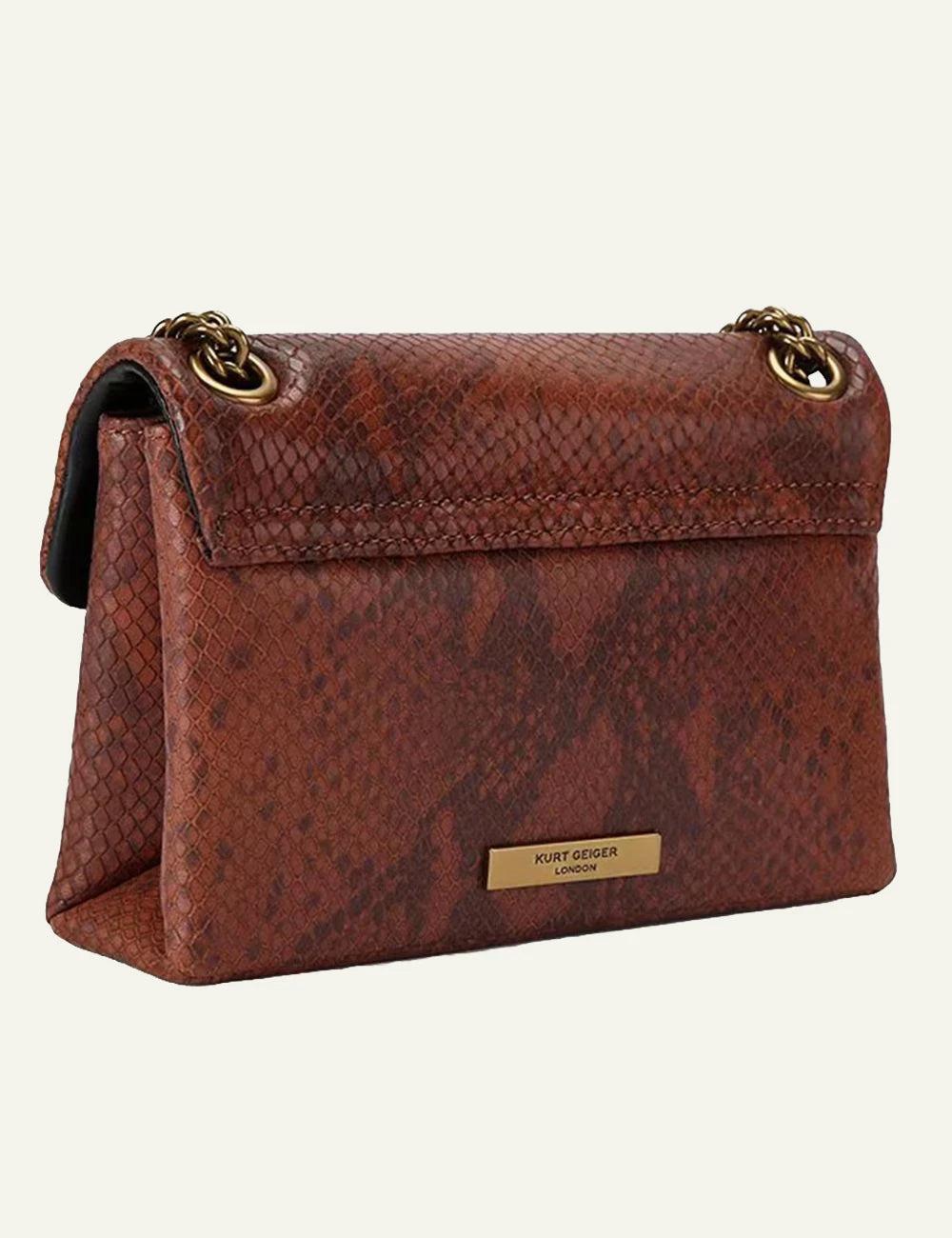 Women's Kurt Geiger Leather Kensington brown snake print shoulder bag back view