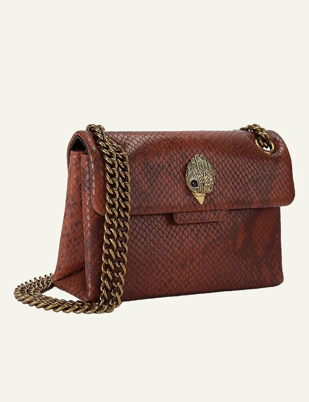 Women's Kurt Geiger Leather Kensington brown snake print shoulder bag side view